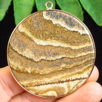 #ad D78845 Wrapped Picture Jasper Round Pendant Bead 55x50x3mm $10.91