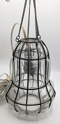 #ad Modern Bubble Clear Glass Caged Hanging Pendant Lamp for Repair $39.95