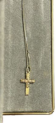 #ad Black Hills Cross Tri Gold 10 12kt Vintage With 16” Gold Chain $95.00