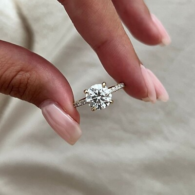 #ad Yellow Gold 18k Wedding Ring 2.20 Ct IGI GIA Lab Created Diamond Solid Size 7 8 $2234.00
