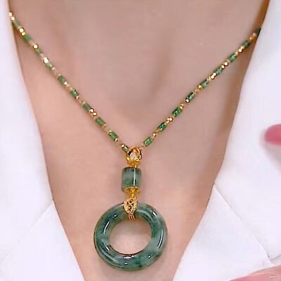#ad NEW Best 18K Natural Lucky imitation jade（resin） Necklace for Women $16.36