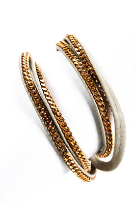 #ad Vita Fede Womens Gold Tone Cuban Link Chain Leather Capri 5 Wrap Bracelet 34quot; $109.79