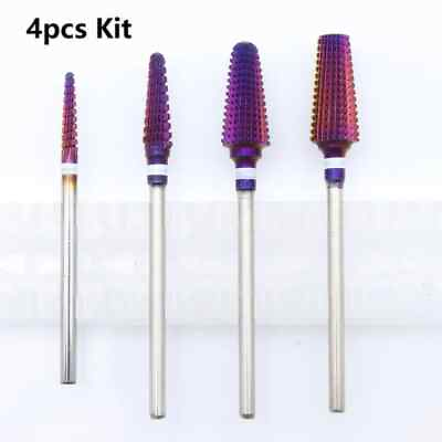 #ad 4pcs Kit Whole Carbide Nail Drill Bits Nail Art Electric Drill Machine File Tool $33.14