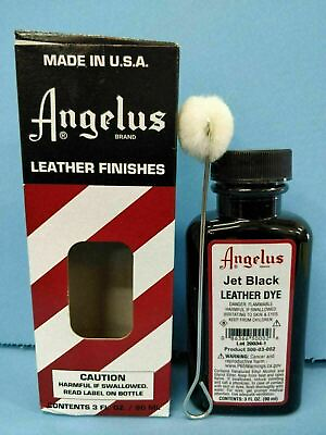 #ad Angelus Jet Black Leather Dye 3 oz. with Applicator for Shoes Boots Bags NEW $9.99