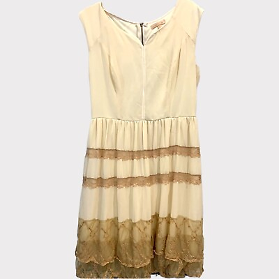 #ad Gibson And Latimer Dress Womens 10 Cream Lace Romantic Sleeveless Wedding Guest $13.99