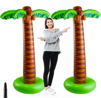#ad Inflatable Palm Tree with Hand Pump Pack of 2 Large 5.5 Ft Blow Up Palm Trees $32.59