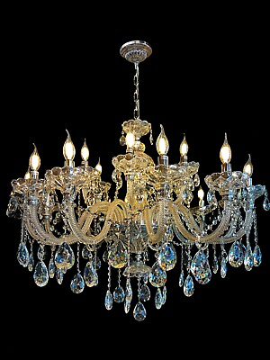 #ad Vintage Chandelier 40quot; W Crystal Chrome Pendant Chandelier Dimmable Lighting $950.00