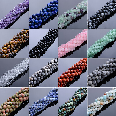 #ad 15quot; Wholesale Natural Gemstone Round Spacer Loose Beads 4MM 6MM 8MM DIY Craft $3.29