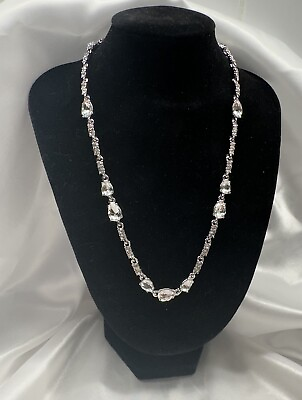 #ad NWT Givenchy Crystal amp; Silvertone Necklace Perfect for Holidays Prom amp; Weddings $41.21