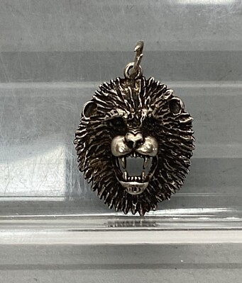 #ad Sterling Silver Lions Head Pendant Charm $19.99