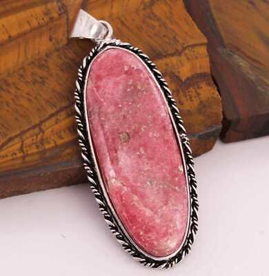 #ad Rhodonite 925 Silver Plated Handmade Pendant of 2.5quot; $3.59