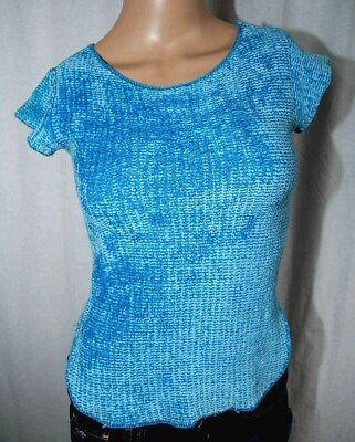 #ad Liz Claiborne Womens XS Sky Blue Vintage Textured Shirt Rare $78.00
