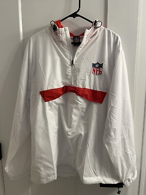 #ad Nfl Branded White Windbreaker Jacket Large $79.00