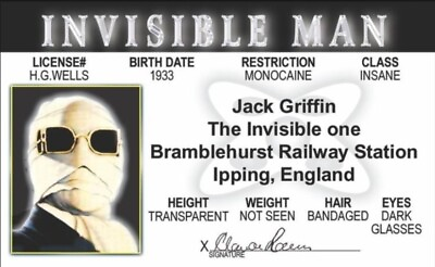 #ad Invisible Man Novelty License Made On Metal Aluminum $6.95