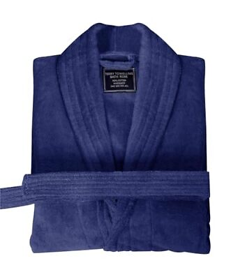 #ad Terry Cloth Robes for Man All Cotton Bathrobe Luxury Shower Small Medium Blue $63.67