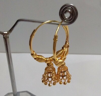 #ad Indian Traditional 18K Gold Plated Wedding Jhumki Jhumka Hoop Earrings Jewelry $14.79