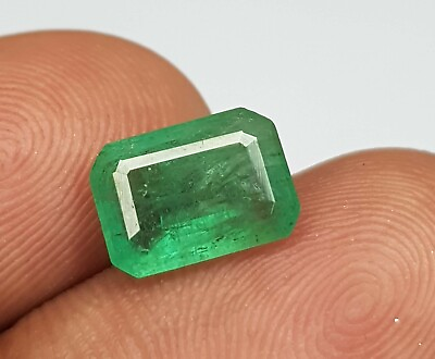 #ad 2.14 Ct Natural Emerald Zambian Octagon Cut Rich Green Untreated top Luster Gems $72.41
