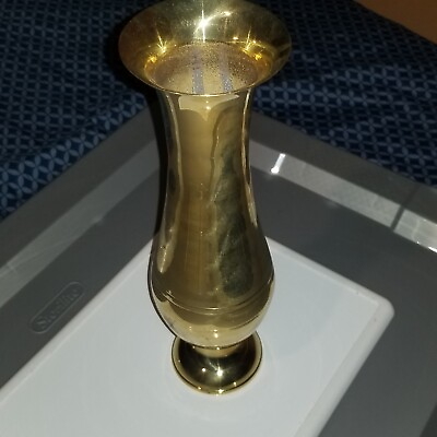 #ad Large Brass Vase 11 Inches Tall 1LB $10.00