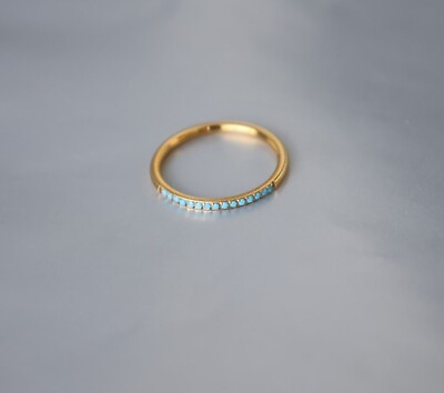 #ad Dainty 18k Gold Minimalist Turquoise Band Ring Eternity Ring Gift For Women $57.80
