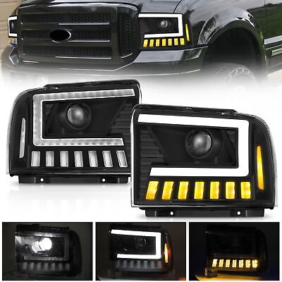 #ad LED DRL Sequential Headlights For 2005 07 Ford F250 F350 F450 F550 SuperDuty LR $184.99