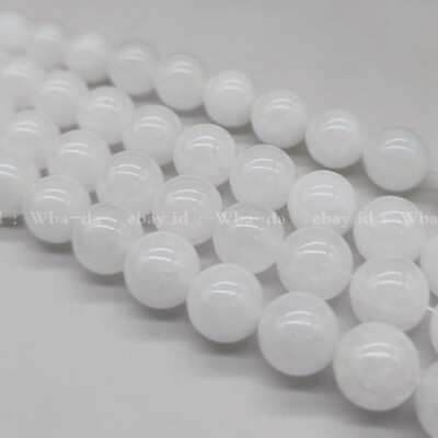 #ad Beauty 12mm White Jade Round Gems Bead Loose Beads 15 Inch Jewelry Making $8.55