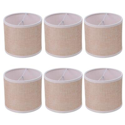 #ad #ad Small Chandelier Lamp Shades Brown Set of 6 Rustic Style Linen Drum Shades f... $66.48