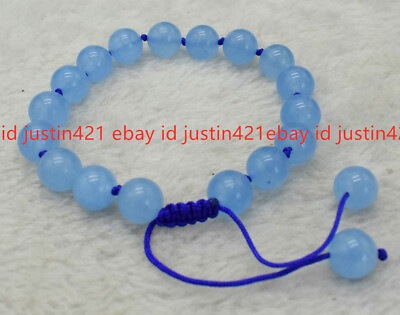 #ad 10mm Natural Blue Aquamarine Round Beads Handmade Bracelet 7.5#x27;#x27; AAA $3.59