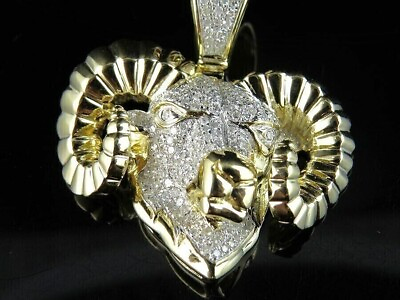 #ad 3 Ct Aries Ram Zodiac Animals Lab Created Diamond Pendant 14K Yellow Gold Plated $183.57
