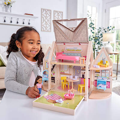 #ad Portable Cottage Dollhouse with Doll Included Storage 30 Accessories $30.21
