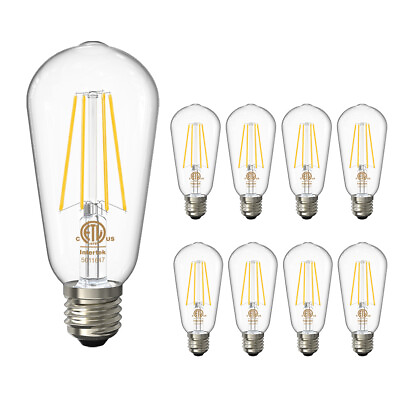 #ad 8 Bulb LED Edison Bulb 60W Equivalent E26 Base 2700K ETL Listed US Non Dimmable $23.57