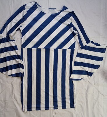 #ad Womens Dress Plus Size XXL Elegant Blue White Striped Tunic Party Cocktail Nuofe $18.97