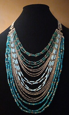 #ad 🩵 Tommy Bahama Cascading Waterfall Necklace Orig $128 NWT Silver Turquoise $49.50