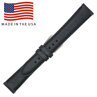 #ad 16mm Black Genuine Leather LONG Watch Strap MADE IN THE USA 6179 $19.95
