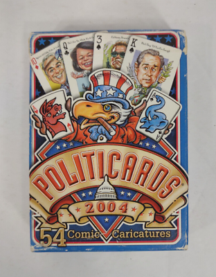 #ad Politicards 2004 Edition polical Charicatures comical playing cards complete $5.99