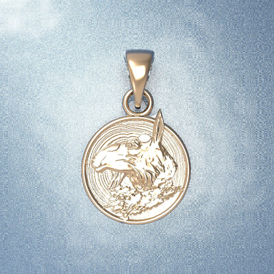 #ad solid 14K rose gold goat pendant oval medallion $297.00