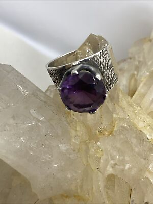 #ad Beautiful Taxco Artist Signed JAM Sterling amp; Purple Amethyst Ring Size 7.75 $169.00