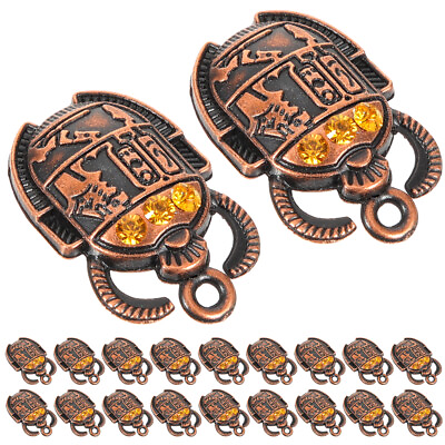 #ad 20 Pcs Scarab Pendant Alloy Keychain Beetle Egyptian Charms Material $8.50