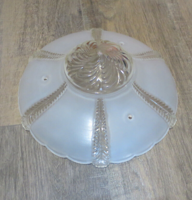 #ad Vintage Clear and White Color Glass Light Shade 11quot; Wide $39.95