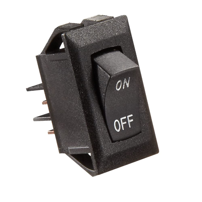 #ad S269 Rocker Switch 10 Amp on Off SPST Black W Silver Text DC Electrical $12.88