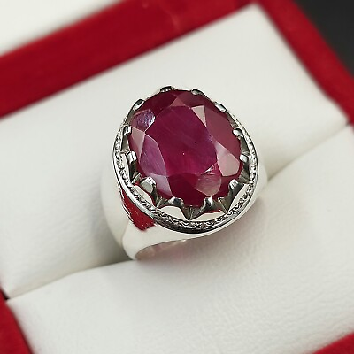 #ad Man Ruby Ring Natural Ruby Ring 925 Silver Yaqoot Ring Real Yaqoot Stone $180.00