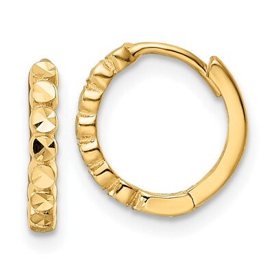 #ad 14k Yellow Gold Diamond cut 2x12mm Hinged Hoop Earrings L 10.8 mm W 11.75 mm $184.50