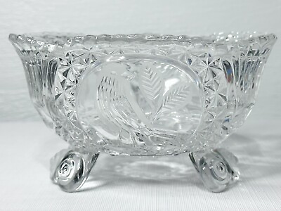#ad Hofbauer 24% Lead Crystal Vintage Mid Century Footed Scalloped Serving Bowl $26.67