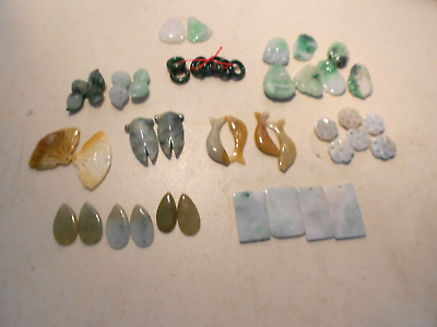 #ad 44pcs. loose carved jade pendants $279.30