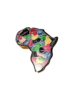 #ad African Handmade Polished Stone Africa Continent 4.5quot; Puzzle Box Hidden Trinkets $10.00