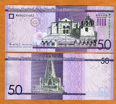 #ad Dominican Republic 50 Pesos Dominicanos 2020 P New UNC Redesigned $2.80
