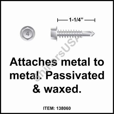 #ad 3000 12 14x1 1 4 Hex Washer Head 410 Stainless Self Drilling TEK Screw #138060 $396.75