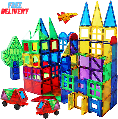 #ad Magnet Building Tiles 130 Pcs 3D Toys Magnets Magnetic Blocks Set Preschool Toys $71.03