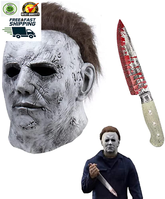 #ad Halloween Michael Myers Mask and Knife Latex Scary Michael Mask with Knife for H $23.03
