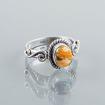 #ad Orange Copper Turquoise Natural 925 Sterling Silver Gemstone Gift for Ring KS815 $11.28