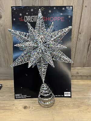 #ad Christmas Tree Silver Sequin Glitter 3D Star Topper Treetop Decoration David $15.95